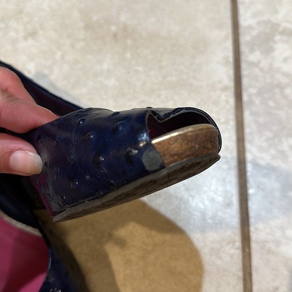 Lilly Pulitzer Navy Leather Cork Wedge Heels 8.5 - Picture 7 of 7